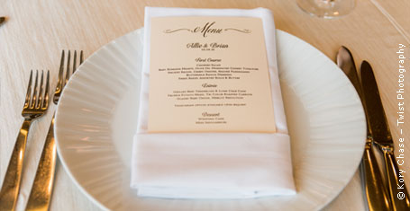 Photograph: Place setting with food menu