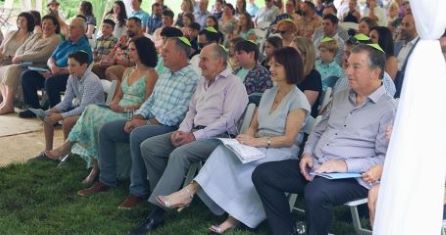 Photograph: The wedding ceremony as seen from the back of the church
